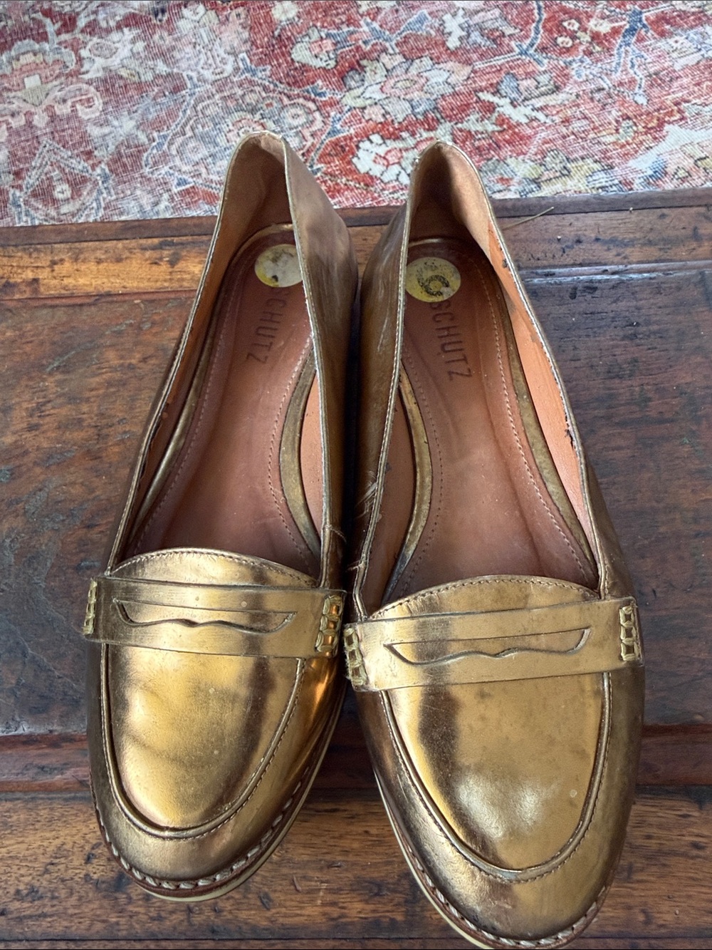 Schultz gold flats loafers 9